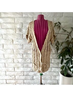 Free People Knit Beige Cardigan S-13